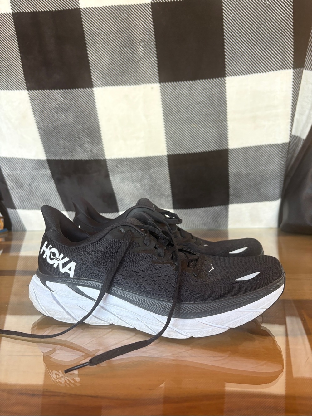 Hoka Men's Black and White Lightweight Running Trainers